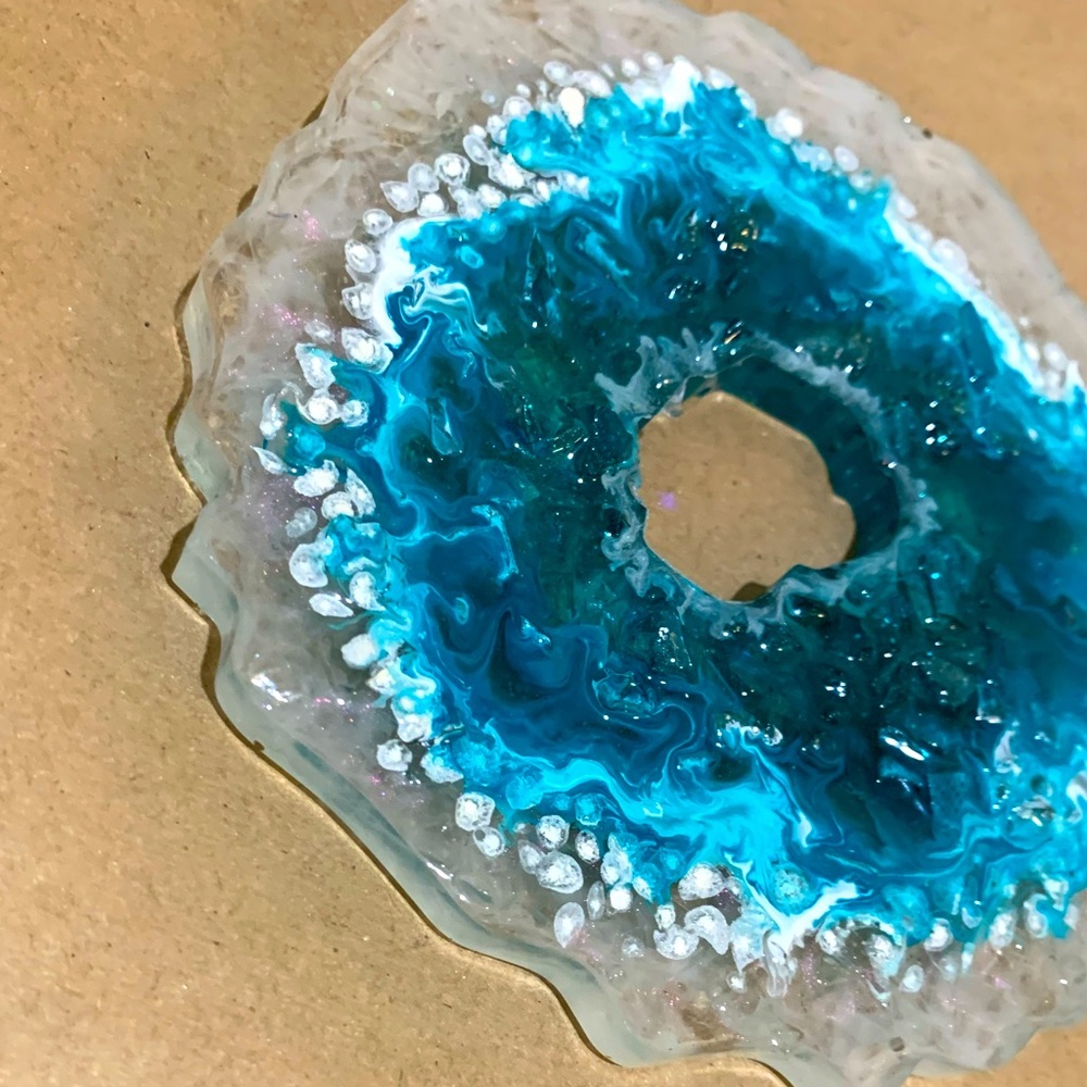 Handmade resin napkin weight geode art